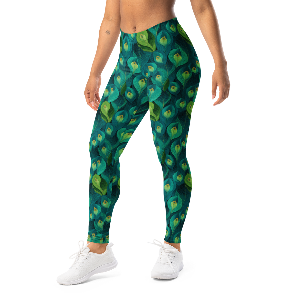 Peacoa · Blue mid-rise everyday leggings, left-front view.