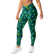 Peacoa · Blue mid-rise everyday leggings, left-front view.