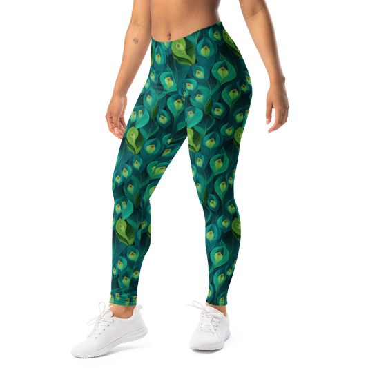 Peacoa · Blue mid-rise everyday leggings, left-front view.