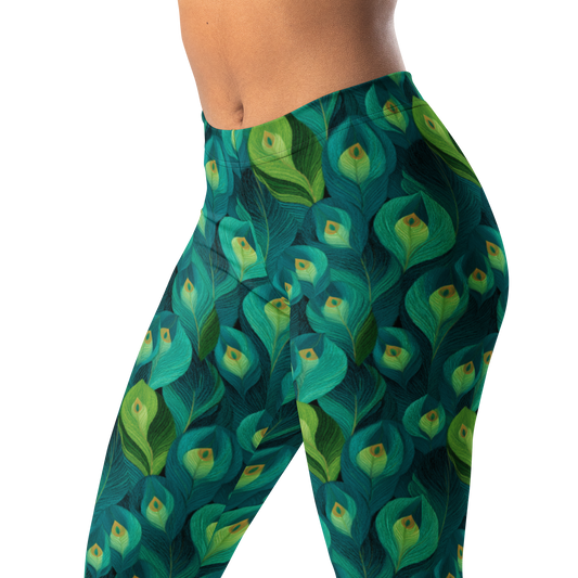 Peacoa · Blue mid-rise everyday leggings, waistband and pattern detail.