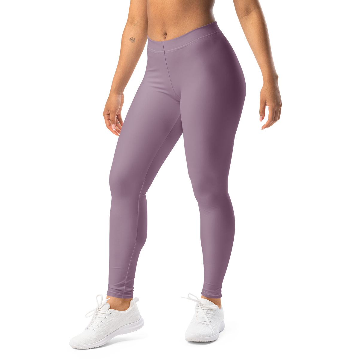 Plain · Burnished Lilac mid-rise everyday leggings, left-front view.