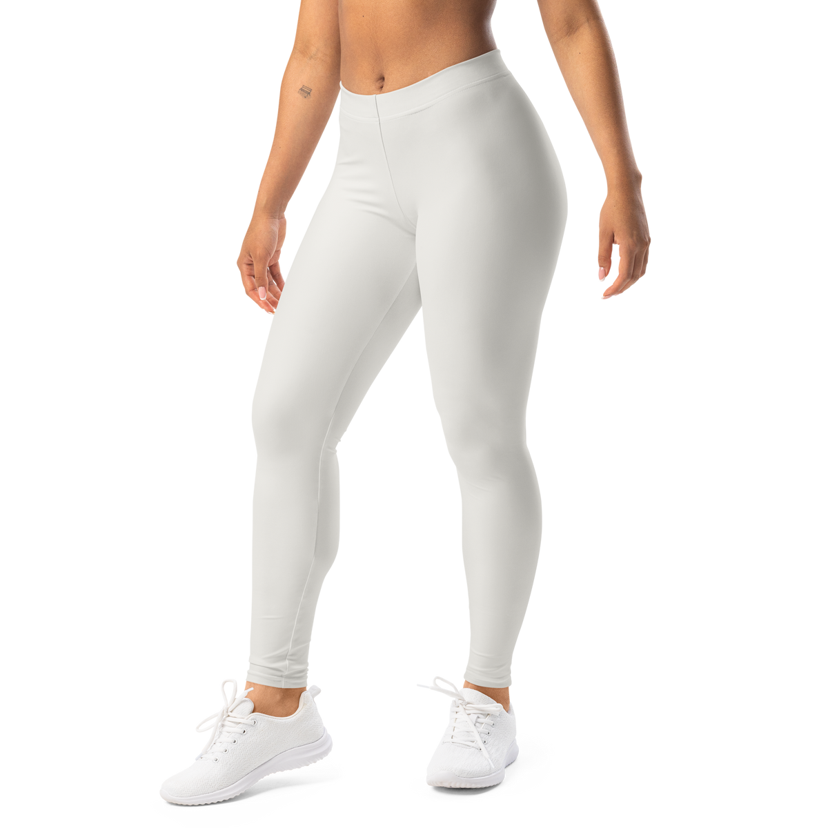 Plain · Cloud Dancer mid-rise everyday leggings, left-front view.