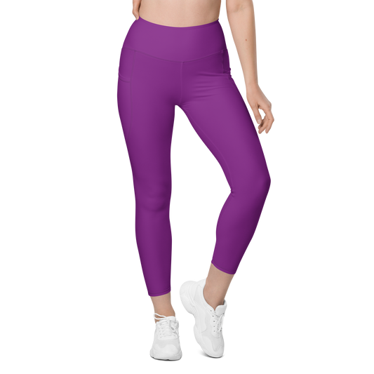 Plain Dahlia high-waisted pocket leggings, front view.