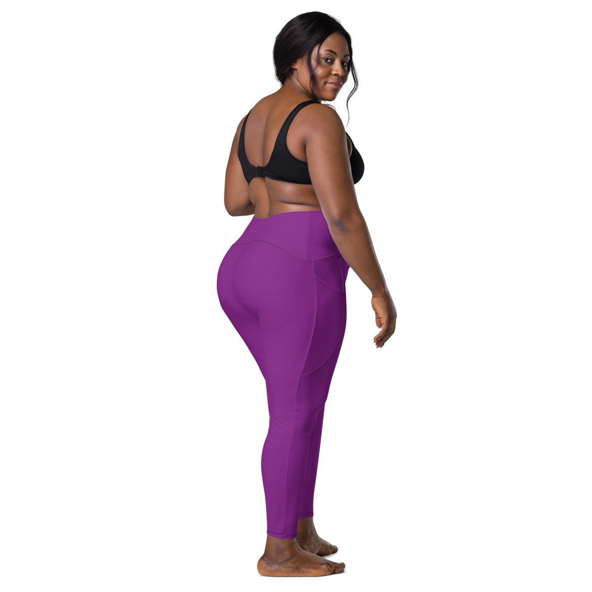 Plain Dahlia high-waisted pocket leggings, larger-model back view.