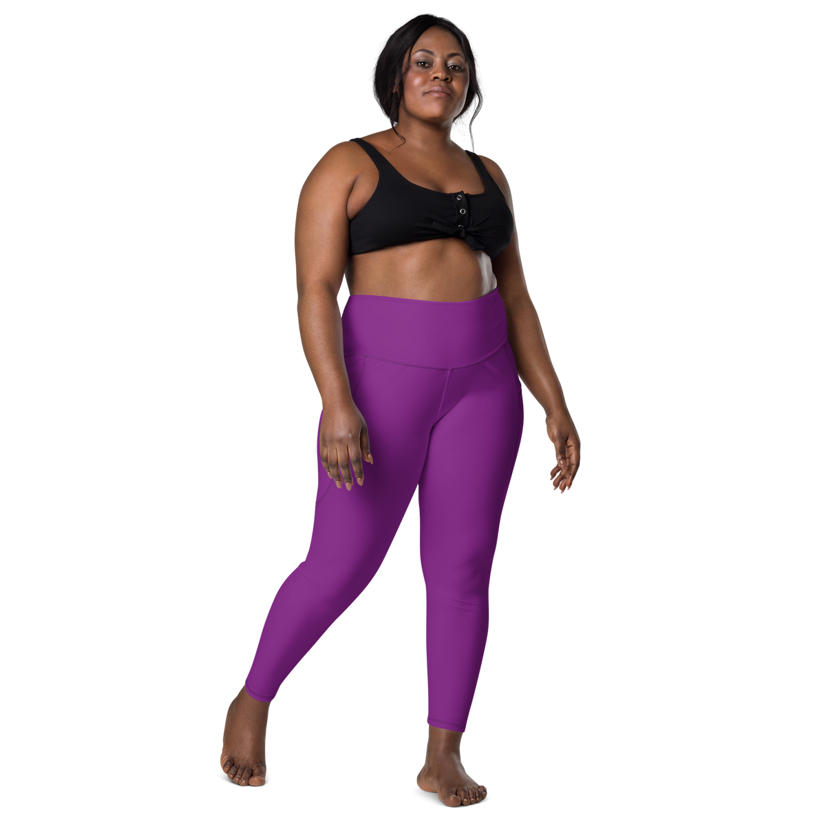 Plain Dahlia high-waisted pocket leggings, larger-model front view.