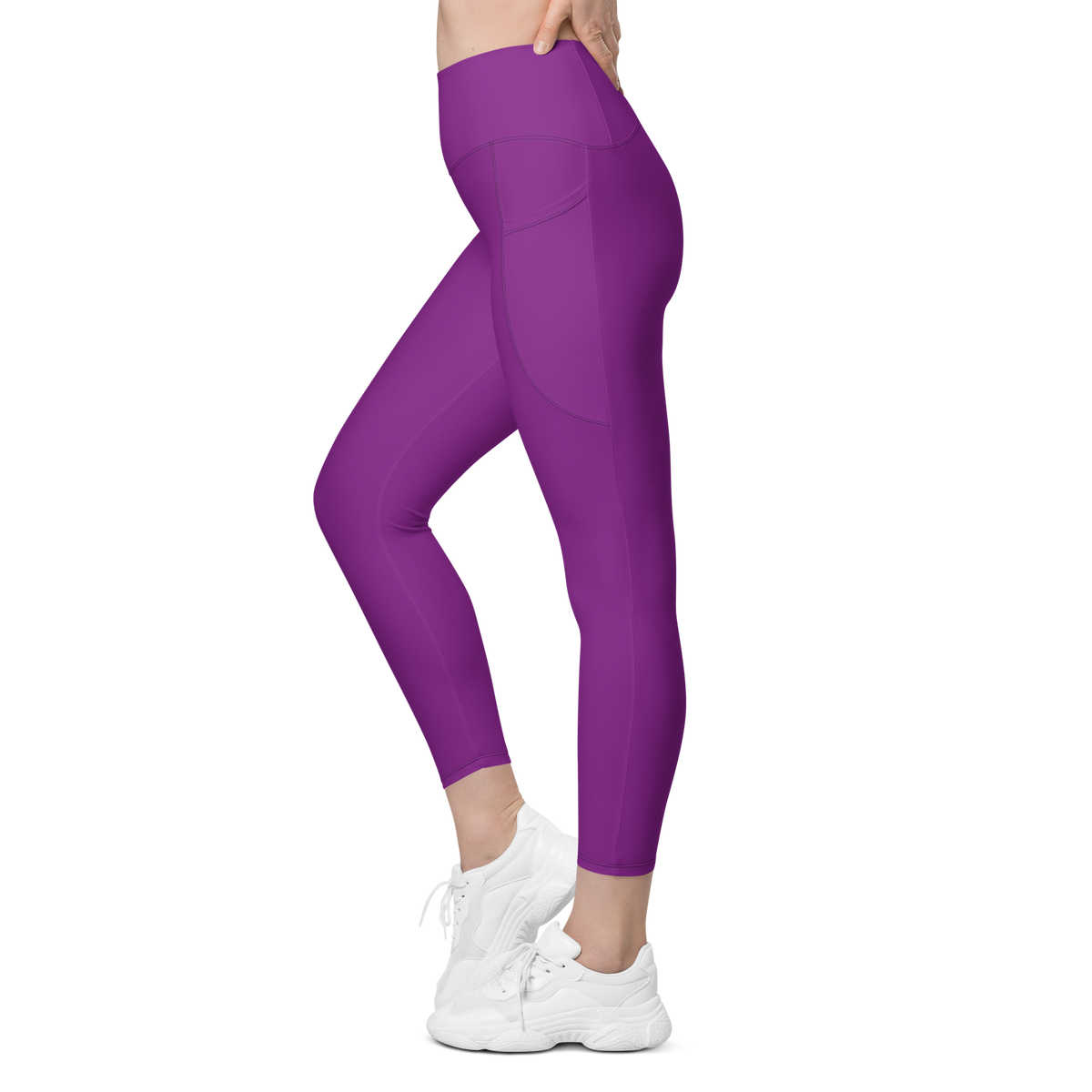 Plain Dahlia high-waisted pocket leggings, movement view.