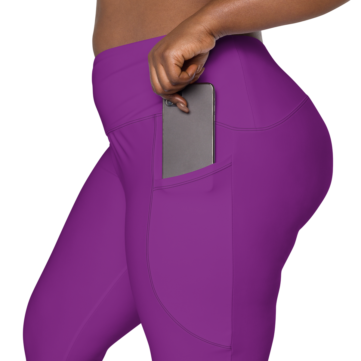 Plain Dahlia high-waisted pocket leggings, rear pocket detail.