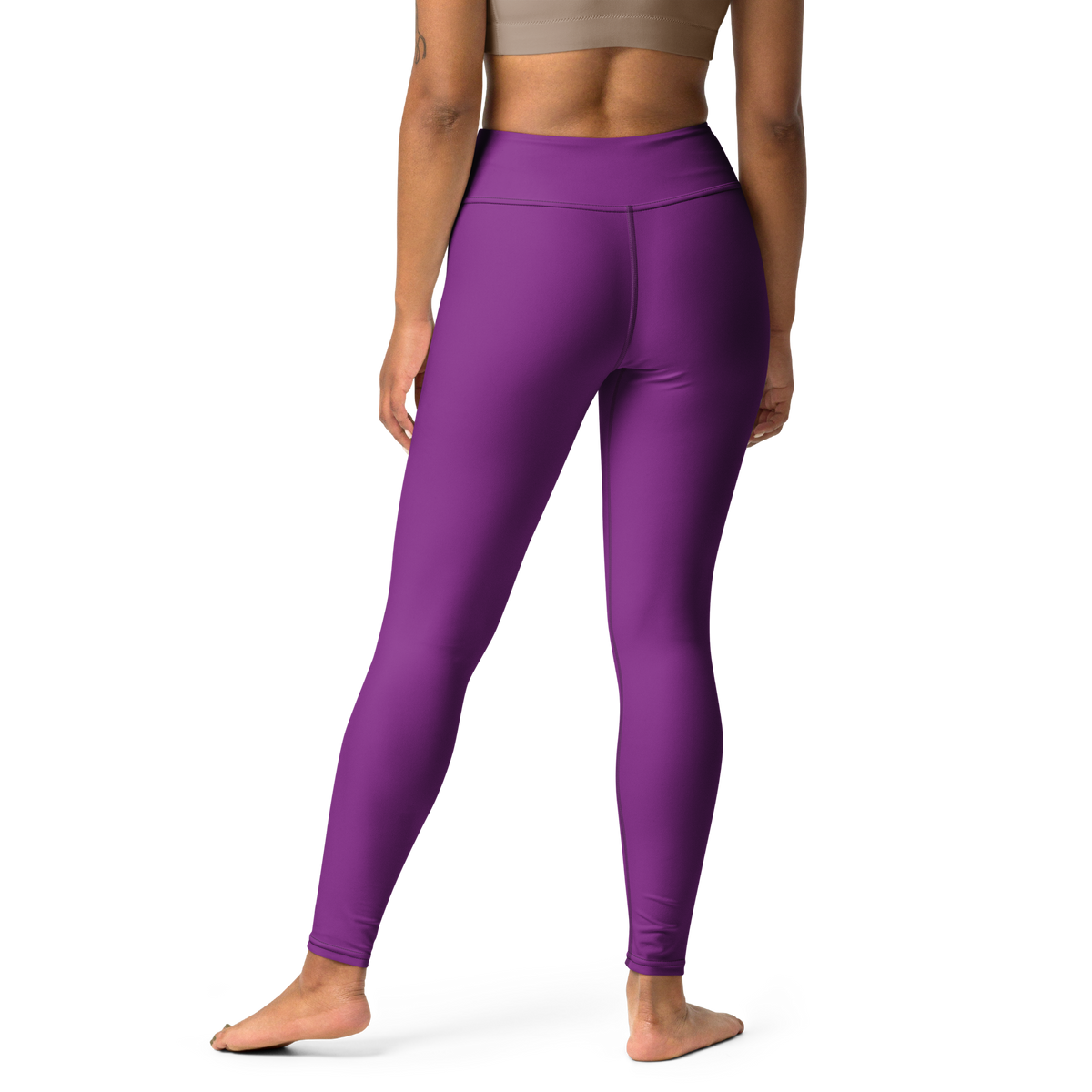 Plain Dahlia high-waisted yoga leggings, back view.