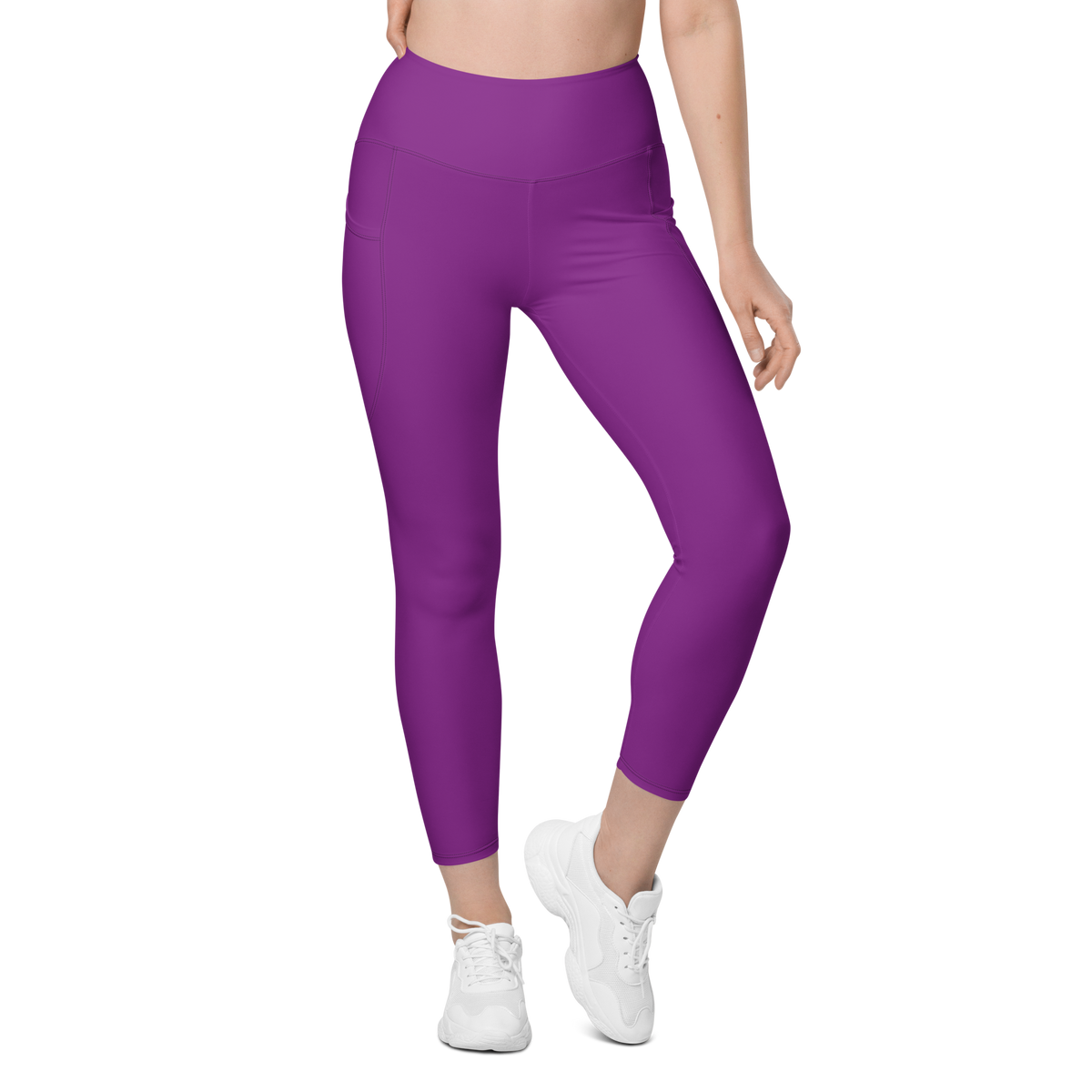 Plain · Dahlia high-waisted pocket leggings, front view.