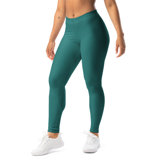 Plain · Deep Teal mid-rise everyday leggings, left-front view.