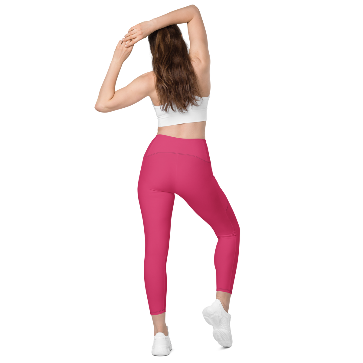 Plain Innuendo high-waisted pocket leggings, back view.