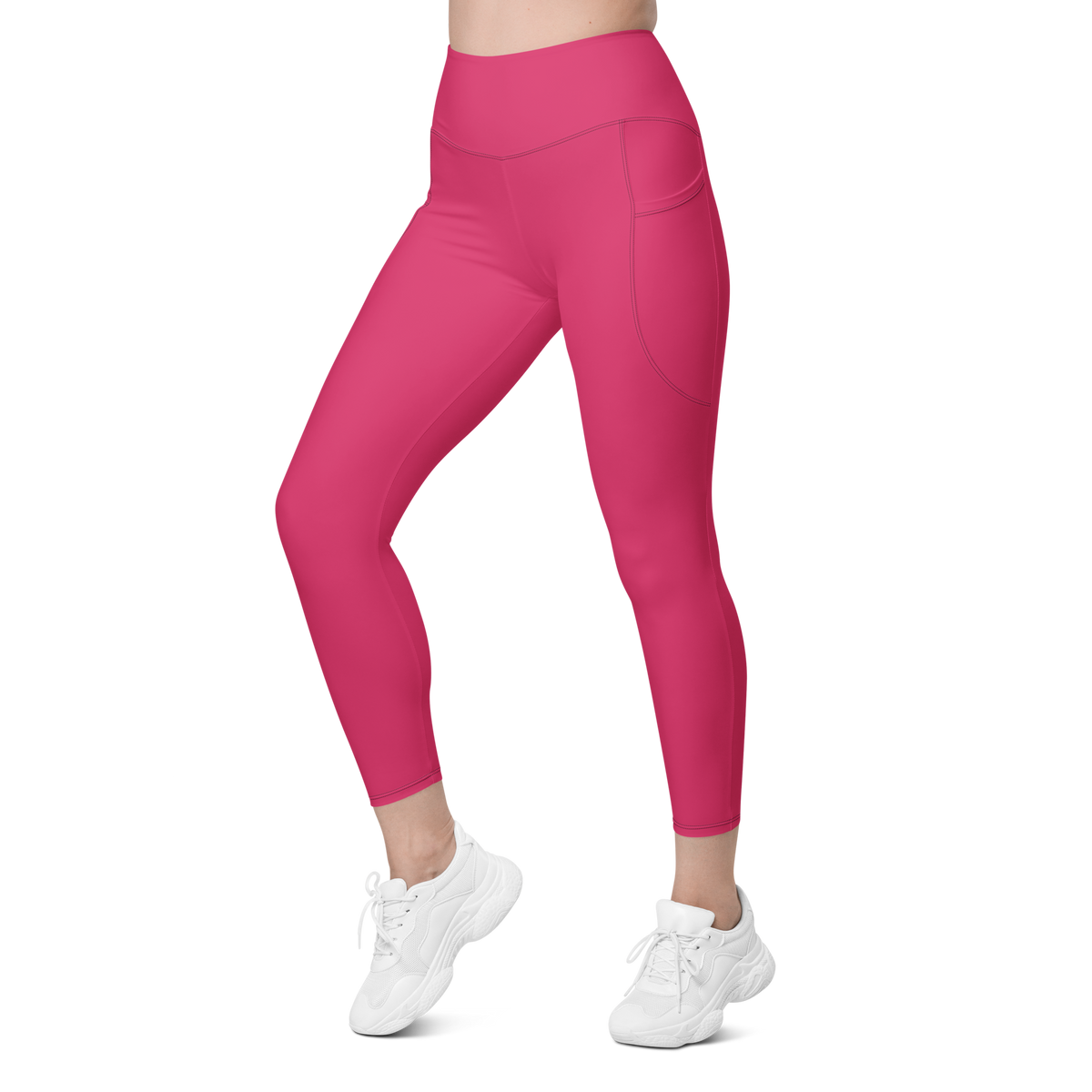Plain Innuendo high-waisted pocket leggings, left-front view.