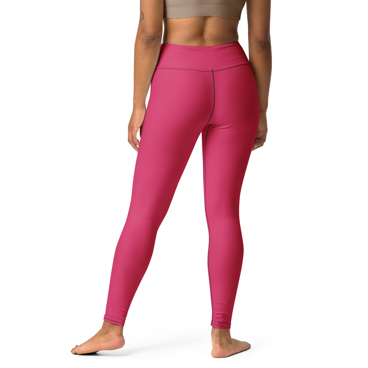 Plain Innuendo high-waisted yoga leggings, back view.