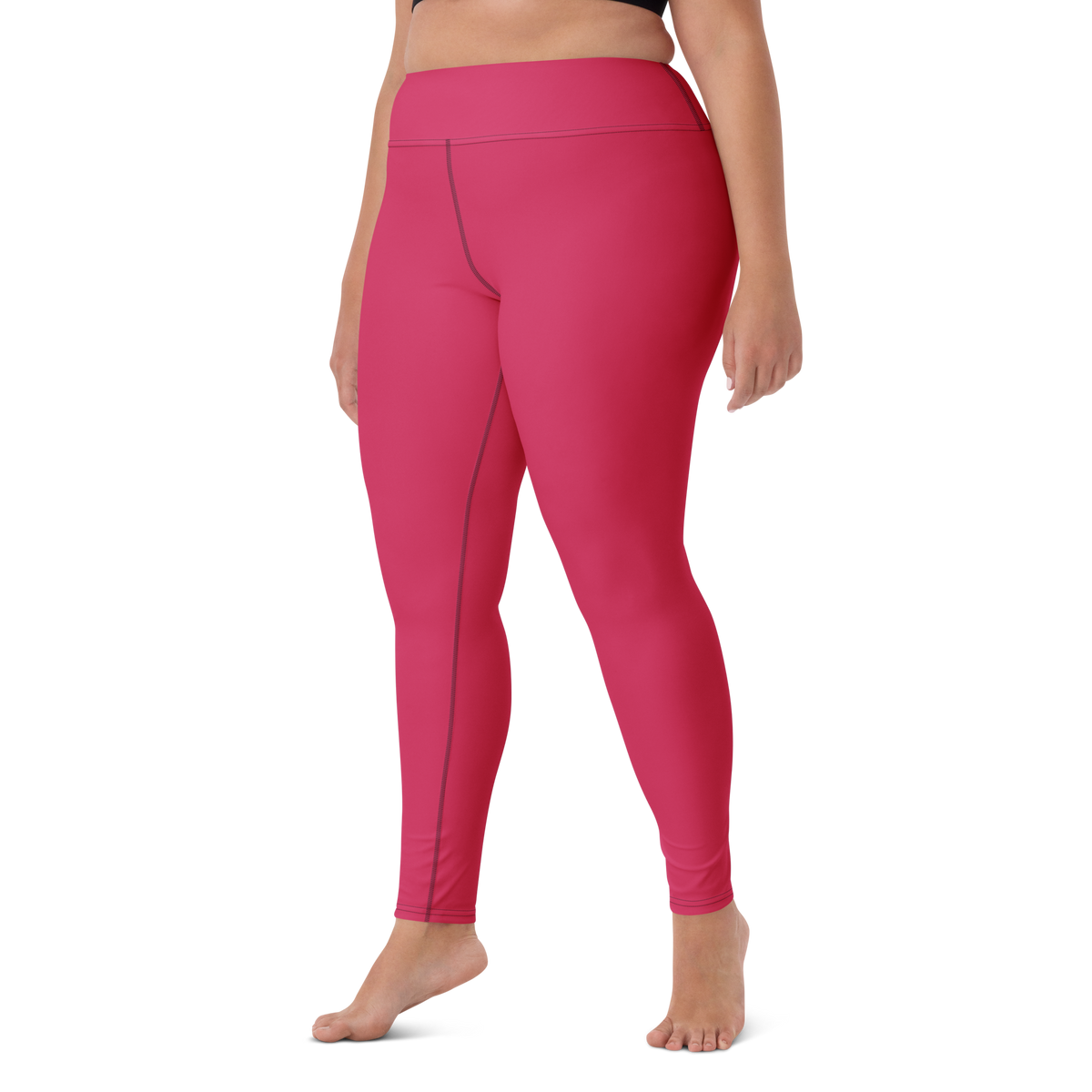 Plain Innuendo high-waisted yoga leggings, larger-model left-front view.