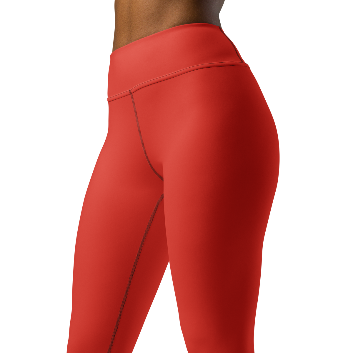 Plain Poinciana high-waisted yoga leggings, close pattern view.