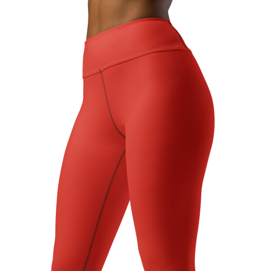 Plain Poinciana high-waisted yoga leggings, close pattern view.