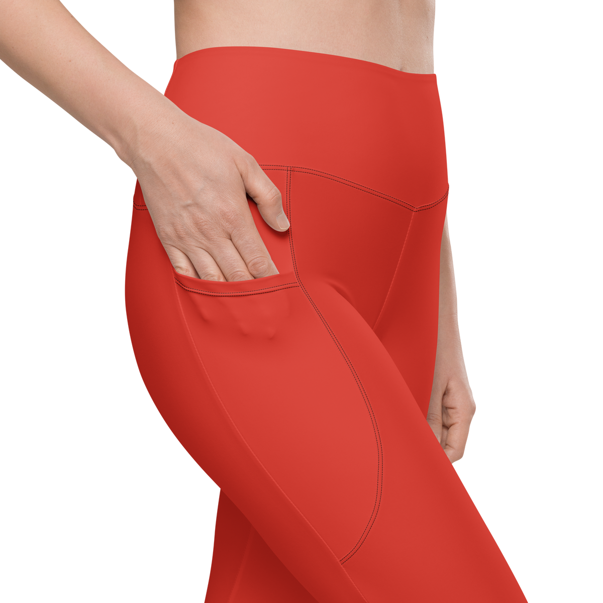 Plain · Poinciana high-waisted pocket leggings, pocket detail.