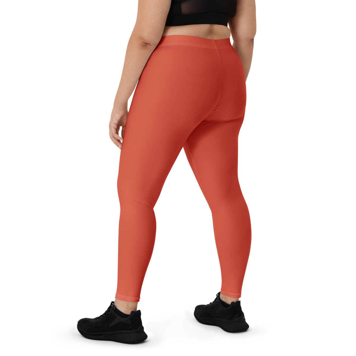 Plain Tomato mid-rise comfort leggings, oversize-fit back view.