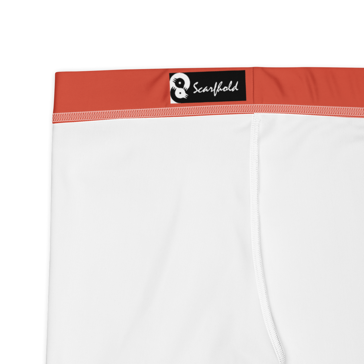 Plain Tomato mid-rise comfort leggings, fabric and construction details.