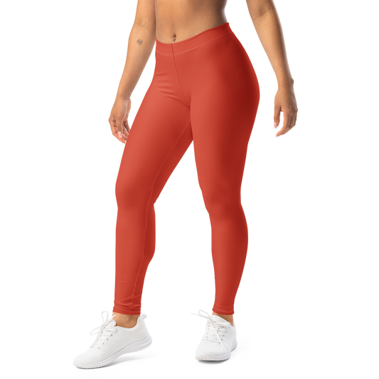 Plain · Tomato mid-rise everyday leggings, left-front view.