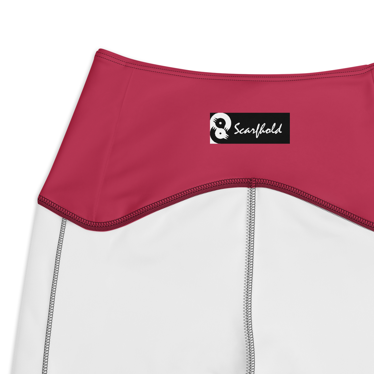 Plain Viva Magenta high-waisted pocket leggings, inside-label and construction detail.