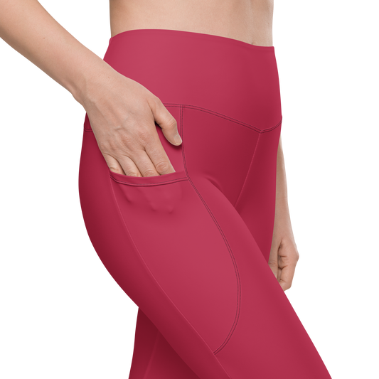 Plain · Viva Magenta high-waisted pocket leggings, pocket detail.