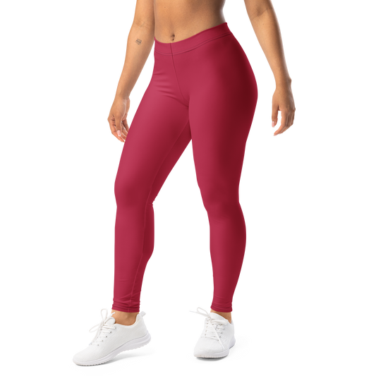 Plain · Viva Magenta mid-rise everyday leggings, left-front view.