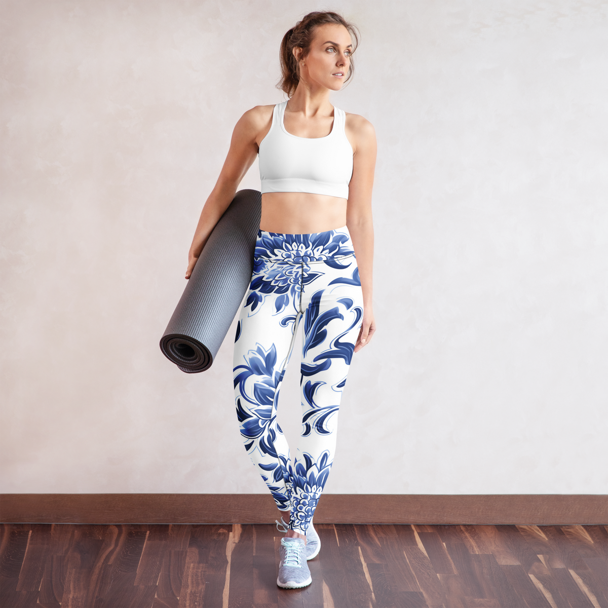 Porcelain high-waisted yoga leggings, yoga lifestyle view.