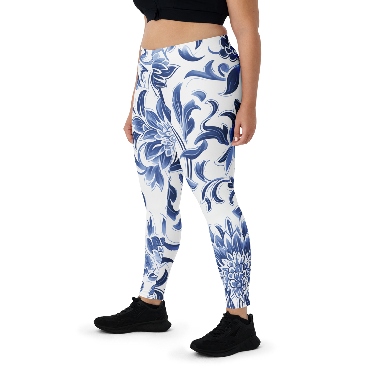 Porcelain mid-rise comfort leggings, oversize-fit front view.