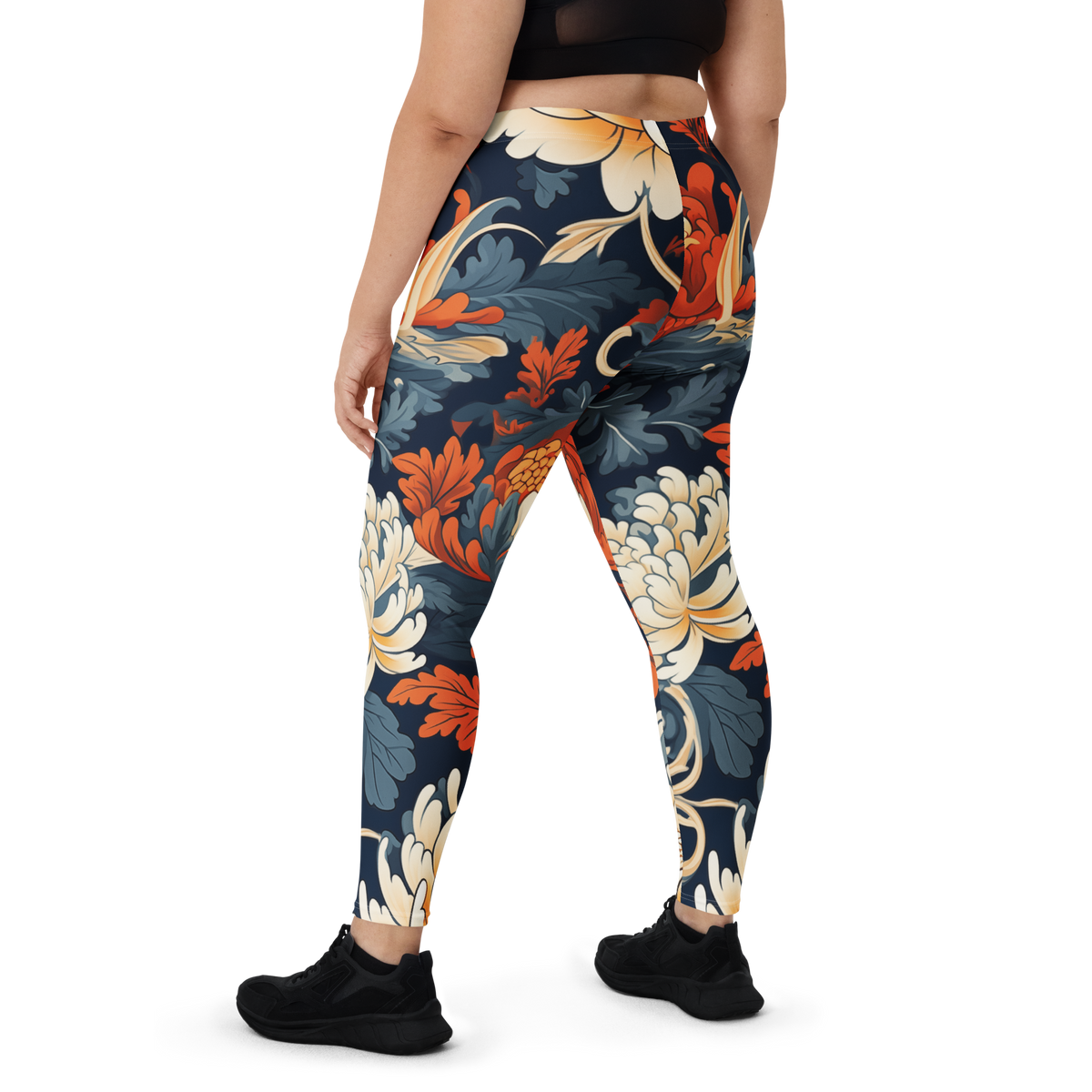 Porcelain Ember Garden Tidal Signal mid-rise comfort leggings, oversize-fit back view.