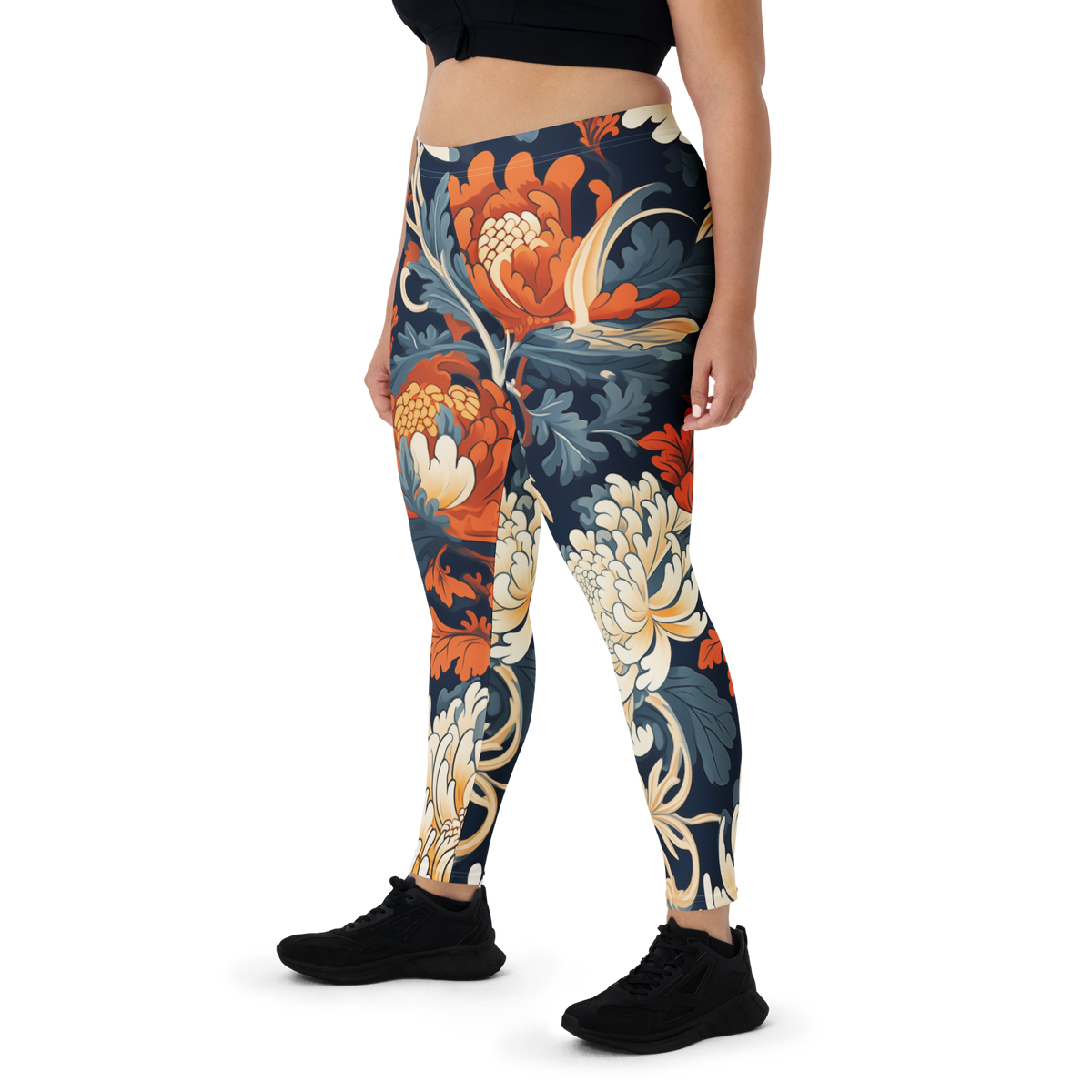 Porcelain Ember Garden Tidal Signal mid-rise comfort leggings, oversize-fit front view.
