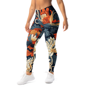 Porcelain — Ember Garden · Tidal Signal mid-rise everyday leggings, left-front view.