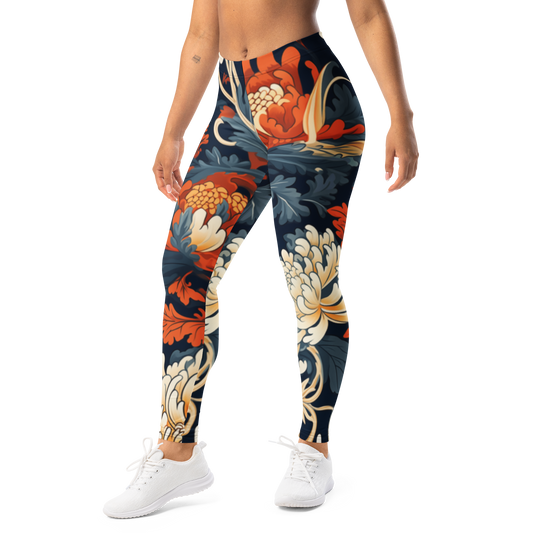 Porcelain — Ember Garden · Tidal Signal mid-rise everyday leggings, left-front view.