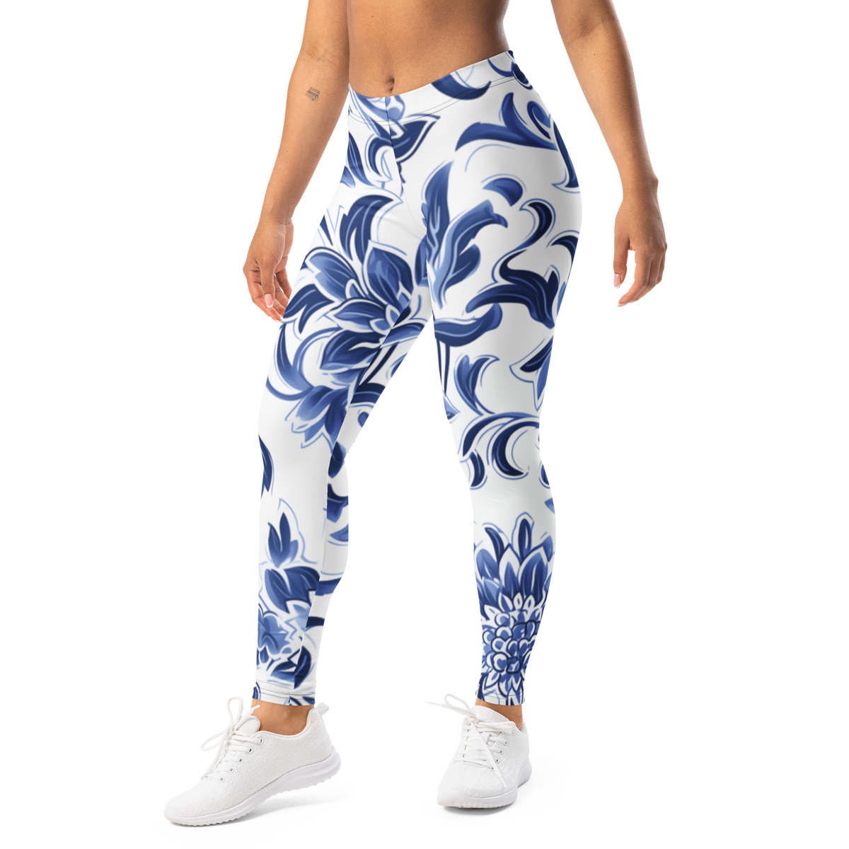 Porcelain mid-rise everyday leggings, left-front view.