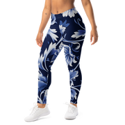 Porcelain Midnight Vine mid-rise comfort leggings, left-front view.