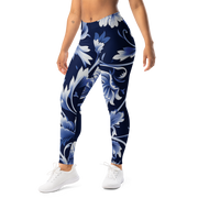 Porcelain — Midnight Vine mid-rise everyday leggings, left-front view.