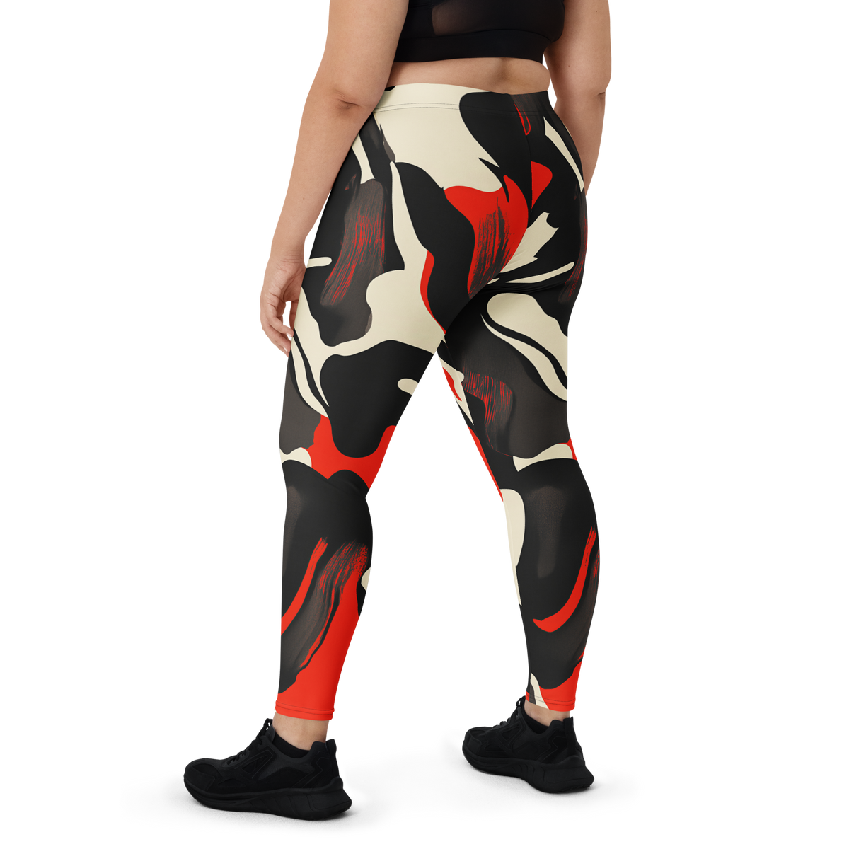Poura Scarfhold camouflage mid-rise comfort leggings, oversize-fit back view.