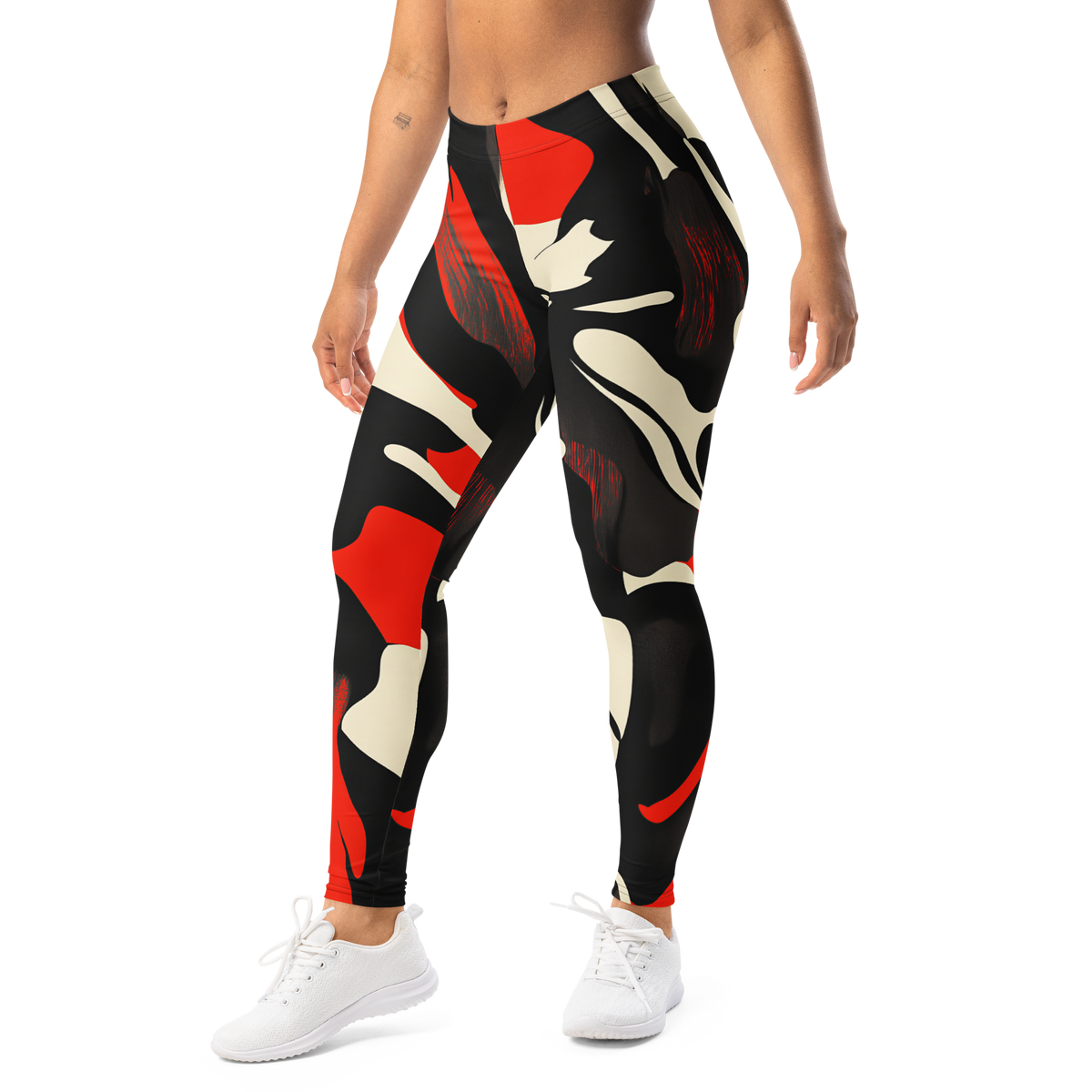 Poura · Scarfhold Palette mid-rise everyday leggings, left-front view.