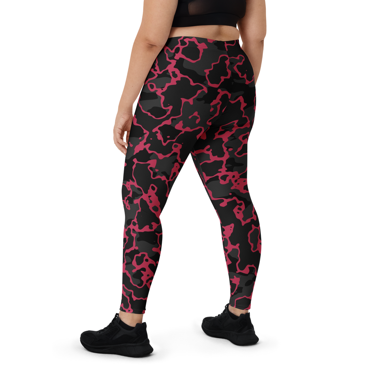 Ridga Viva Magenta mid-rise comfort leggings, oversize-fit back view.