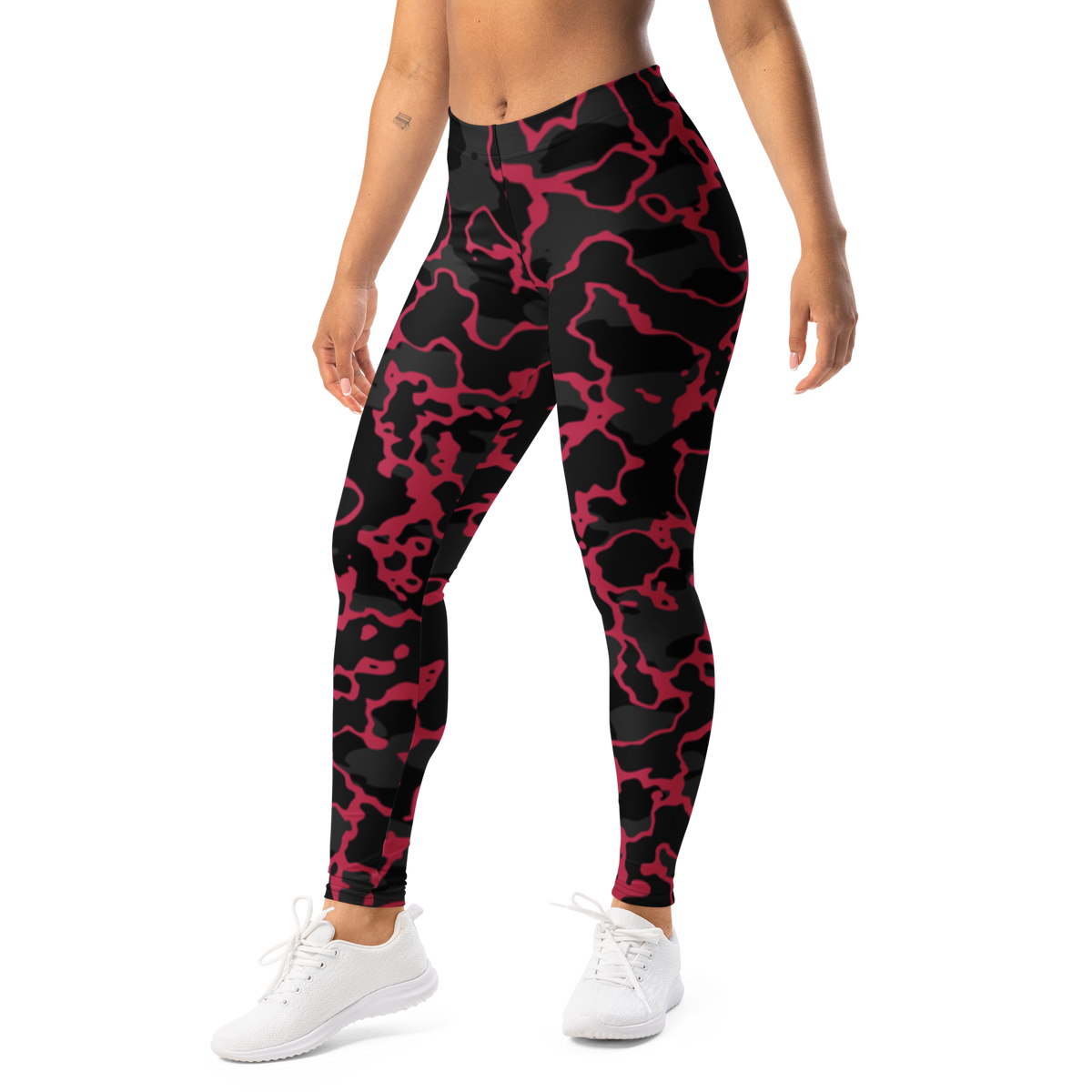 Ridga · Viva Magenta mid-rise everyday leggings, left-front view.