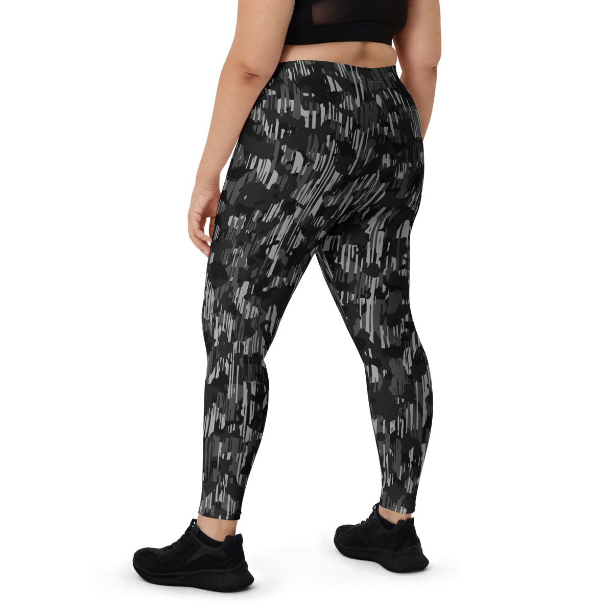 Savannah Black mid-rise comfort leggings, oversize-fit back view.