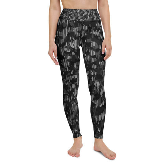 Savannah · Black high-waisted yoga leggings, straight front view, barefoot.