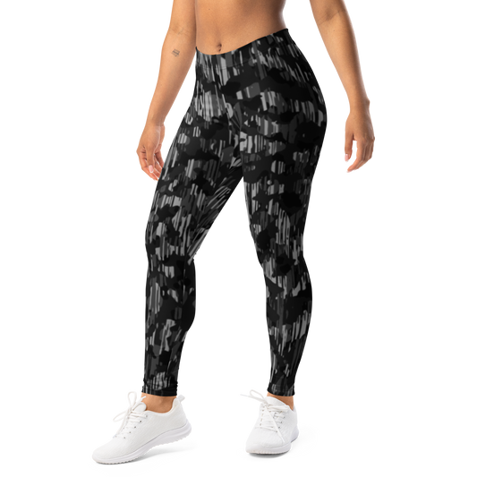 Savannah · Black mid-rise everyday leggings, left-front view.