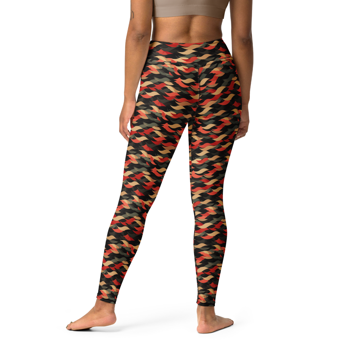 Scale Scarfhold Palette 1 high-waisted yoga leggings, back view.