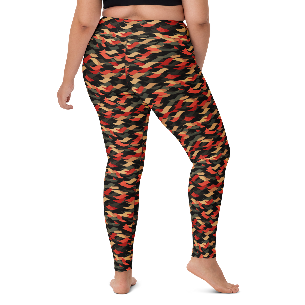 Scale Scarfhold Palette 1 high-waisted yoga leggings, larger-model right-back view.