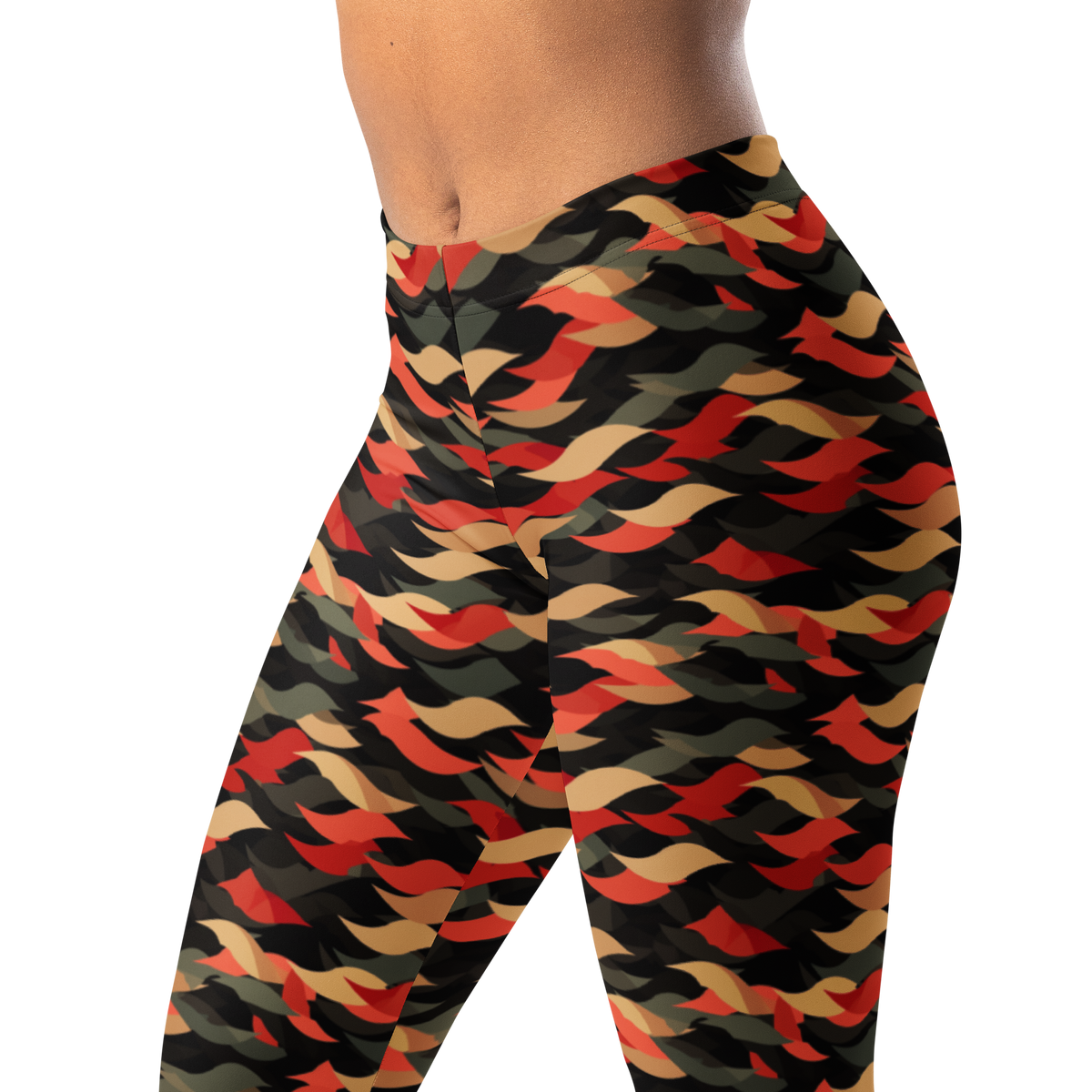 Scale Scarfhold 1 Large-Scale mid-rise comfort leggings, waistband and pattern detail.