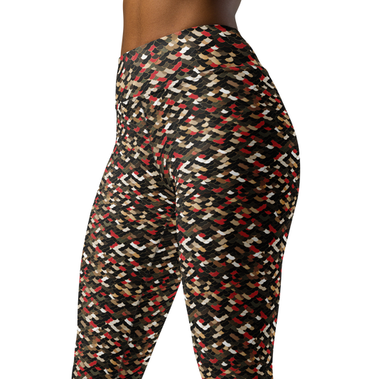 Scale · Scarfhold Palette · 1 high-waisted yoga leggings, close three-quarter pattern view.