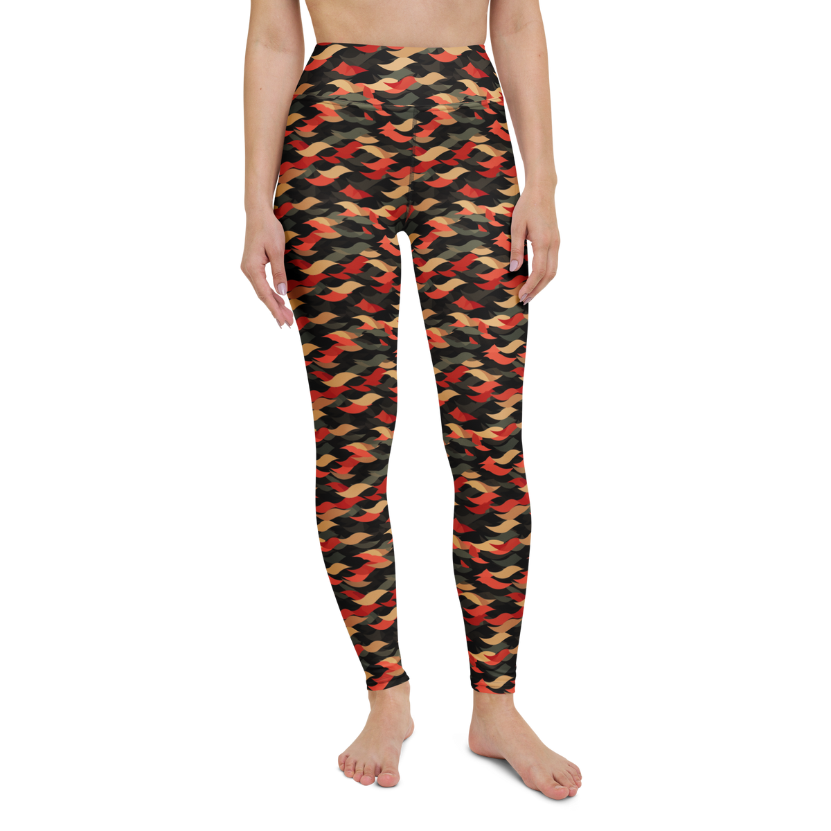Scale · Scarfhold Palette · 1 high-waisted yoga leggings, straight front view, barefoot.