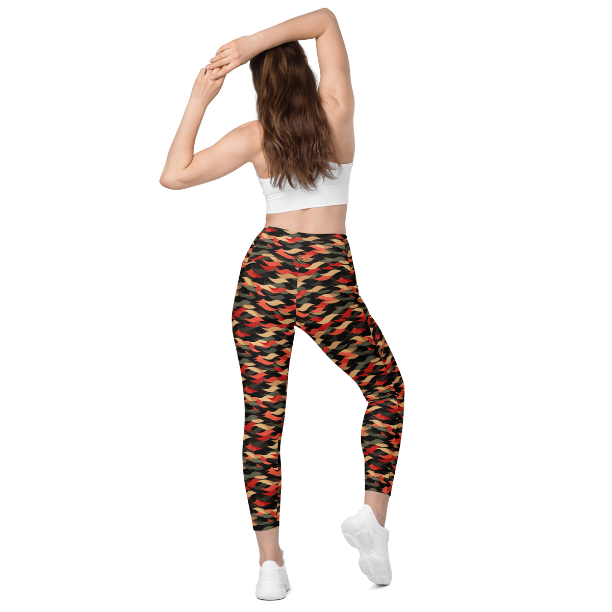 Scale Scarfhold Palette 2 high-waisted pocket leggings, back view.