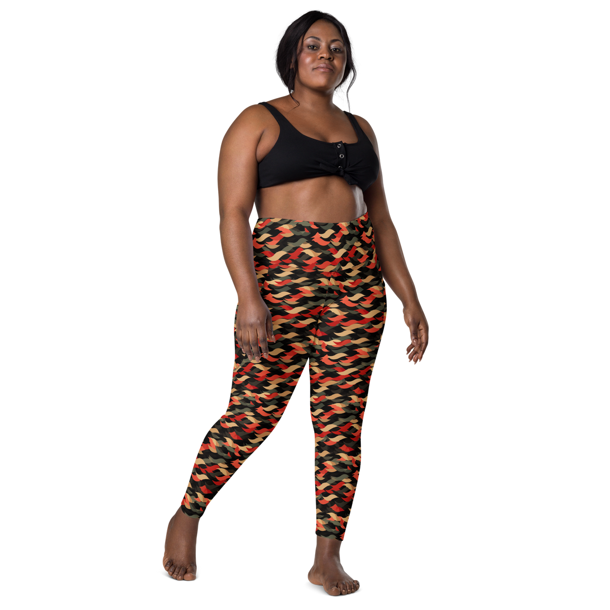 Scale Scarfhold Palette 2 high-waisted pocket leggings, larger-model front view.